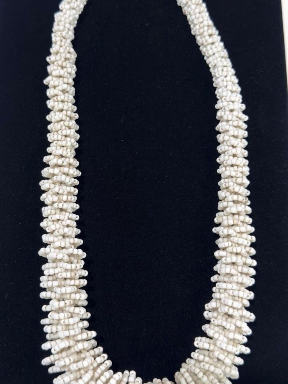 Vintage White Graduated Seed Bead Necklace 26" Adjustable